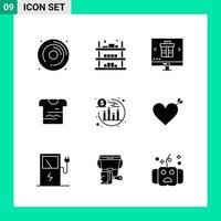 Pack of 9 Solid Style Icon Set Glyph Symbols for print Creative Signs Isolated on White Background 9 Icon Set vector