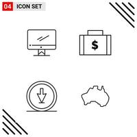 Pixle Perfect Set of 4 Line Icons Outline Icon Set for Webite Designing and Mobile Applications Interface vector