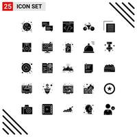 25 User Interface Solid Glyph Pack of modern Signs and Symbols of interface file interface document sport Editable Vector Design Elements