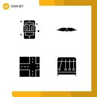 Set of 4 Vector Solid Glyphs on Grid for education men e hipster physics Editable Vector Design Elements