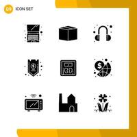 9 Thematic Vector Solid Glyphs and Editable Symbols of machine scale support diet funds Editable Vector Design Elements