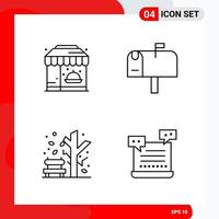 Creative Set of 4 Universal Outline Icons isolated on White Background vector