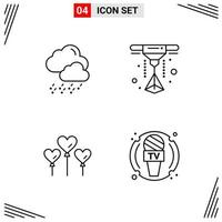 4 Icons Line Style Grid Based Creative Outline Symbols for Website Design Simple Line Icon Signs Isolated on White Background 4 Icon Set vector