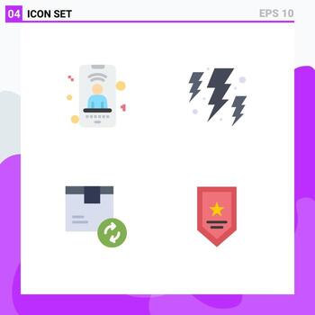 Pack of 4 Modern Flat Icons Signs and Symbols for Web Print Media such as mobile delivery phone power service Editable Vector Design Elements