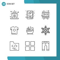 Vector Pack of 9 Outline Symbols Line Style Icon Set on White Background for Web and Mobile