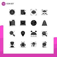 User Interface Pack of 16 Basic Solid Glyphs of fax money focus investment assets Editable Vector Design Elements