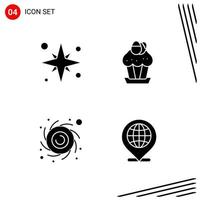 Collection of 4 Vector Icons in solid style Pixle Perfect Glyph Symbols for Web and Mobile Solid Icon Signs on White Background 4 Icons