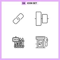 4 Icons in Line Style Outline Symbols on White Background Creative Vector Signs for Web mobile and Print