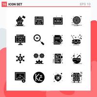 Collection of 16 Vector Icons in solid style Modern Glyph Symbols for Web and Mobile Solid Icon Sign Isolated on White Background 16 Icons