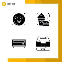 4 Icon Set Solid Style Icon Pack Glyph Symbols isolated on White Backgound for Responsive Website Designing vector