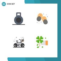 Modern Set of 4 Flat Icons Pictograph of dumbbell anemone slippers cycle spring flower Editable Vector Design Elements