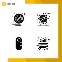 4 Icon Set Solid Style Icon Pack Glyph Symbols isolated on White Backgound for Responsive Website Designing vector