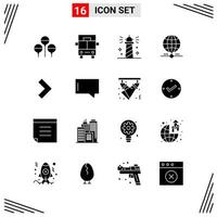 16 Icons Solid Style Grid Based Creative Glyph Symbols for Website Design Simple Solid Icon Signs Isolated on White Background 16 Icon Set vector