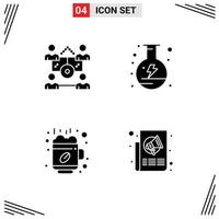 Universal Icon Symbols Group of 4 Modern Solid Glyphs of business break share power cup Editable Vector Design Elements