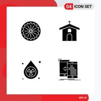 4 Universal Solid Glyphs Set for Web and Mobile Applications indian clean day christian environment Editable Vector Design Elements