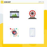 Set of 4 Modern UI Icons Symbols Signs for play hands reel game heart Editable Vector Design Elements