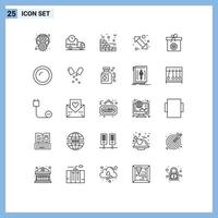 Stock Vector Icon Pack of 25 Line Signs and Symbols for gift right truck left arrow Editable Vector Design Elements