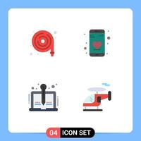 Stock Vector Icon Pack of 4 Line Signs and Symbols for fire hose story water hose phone writer Editable Vector Design Elements