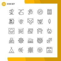 25 Icon Set Line Style Icon Pack Outline Symbols isolated on White Backgound for Responsive Website Designing vector