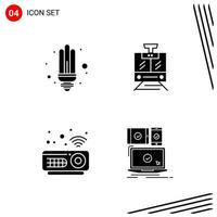 Collection of 4 Vector Icons in solid style Pixle Perfect Glyph Symbols for Web and Mobile Solid Icon Signs on White Background 4 Icons