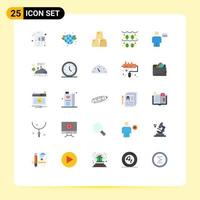 25 Universal Flat Color Signs Symbols of credit body finance avatar clover Editable Vector Design Elements