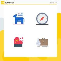 Pictogram Set of 4 Simple Flat Icons of donkey classic symbol gps marriage Editable Vector Design Elements