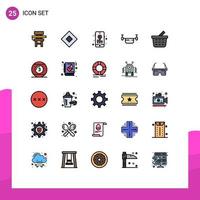 Set of 25 Modern UI Icons Symbols Signs for basket transportation symbols outline air Editable Vector Design Elements