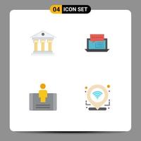 Pack of 4 Modern Flat Icons Signs and Symbols for Web Print Media such as bank social service dialog engagement Editable Vector Design Elements