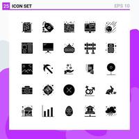 Set of 25 Modern UI Icons Symbols Signs for news broadcasting blueprint screen design Editable Vector Design Elements