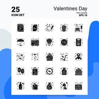 25 Valentines Day Icon Set 100 Editable EPS 10 Files Business Logo Concept Ideas Solid Glyph icon design vector