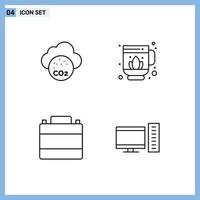 Set of 4 Modern UI Icons Symbols Signs for air clothes pollution lotus footwear Editable Vector Design Elements