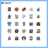 Filled line Flat Color Pack of 25 Universal Symbols of boom scanning coconut scan fingerprint Editable Vector Design Elements