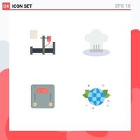 Editable Vector Line Pack of 4 Simple Flat Icons of medical machine hospital chef hat weighing Editable Vector Design Elements