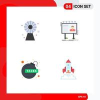 Modern Set of 4 Flat Icons and symbols such as buildings bomb technology billboard fiancca loan Editable Vector Design Elements