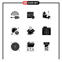 Pack of 9 creative Solid Glyphs of liver disease event cancer canada Editable Vector Design Elements