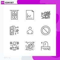 Line Icon set Pack of 9 Outline Icons isolated on White Background for Web Print and Mobile vector