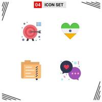 Flat Icon Pack of 4 Universal Symbols of darts data focus heart file Editable Vector Design Elements