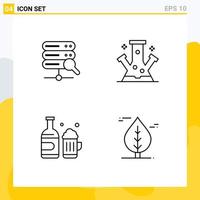 Mobile Interface Line Set of 4 Pictograms of web beer chemistry science canada Editable Vector Design Elements