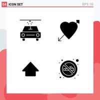 Universal Icon Symbols Group of 4 Modern Solid Glyphs of car cigarette heart arrow sign Editable Vector Design Elements