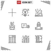 9 Icons Line Style Grid Based Creative Outline Symbols for Website Design Simple Line Icon Signs Isolated on White Background 9 Icon Set vector