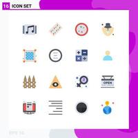 Group of 16 Modern Flat Colors Set for gold nacklace tablet laboratory equipment Editable Pack of Creative Vector Design Elements