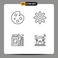 Modern Set of 4 Filledline Flat Colors and symbols such as breakfast currency drink interface money Editable Vector Design Elements