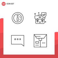 Pack of 4 Universal Outline Icons for Print Media on White Background vector