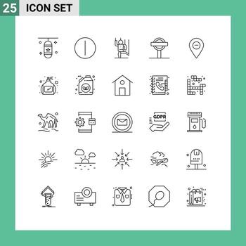 Line Pack of 25 Universal Symbols of minimize board command sign manipulation Editable Vector Design Elements