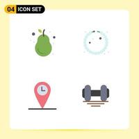 Pack of 4 Modern Flat Icons Signs and Symbols for Web Print Media such as avocado location pear jewelry dumbbell Editable Vector Design Elements