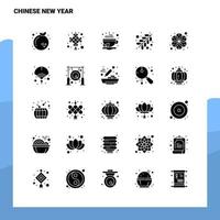 25 conjunto de iconos de año nuevo chino plantilla de ilustración de vector de icono de glifo sólido para ideas web y móviles para empresa comercial