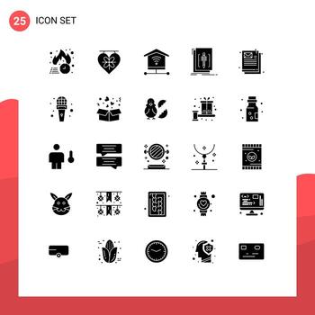 conjunto moderno de 25 glifos y símbolos sólidos, como el lenguaje del documento, editor de bodas, código, elementos de diseño vectorial editables vector