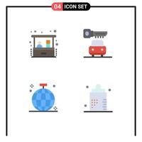 Mobile Interface Flat Icon Set of 4 Pictograms of investment club small business security party Editable Vector Design Elements