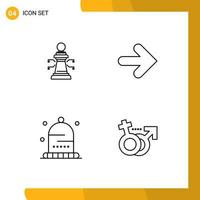 Pictogram Set of 4 Simple Filledline Flat Colors of chess hat game arrows winter Editable Vector Design Elements