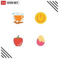 Group of 4 Modern Flat Icons Set for break food bean energy apple Editable Vector Design Elements